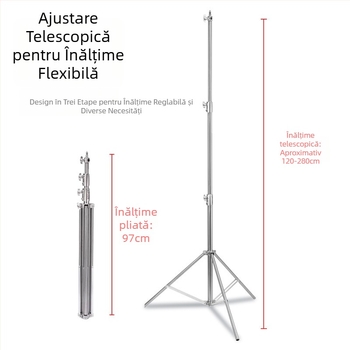 Morning sea suport pentru lumină cu suspensie cu aer, din oțel inoxidabil, 3 secțiuni, 3D gimbal, încărcare >20 kg, nivel profesionist