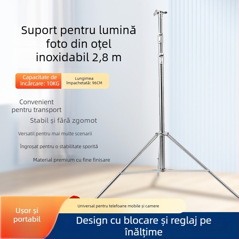 Morning sea suport pentru lumină cu suspensie cu aer, din oțel inoxidabil, 3 secțiuni, 3D gimbal, încărcare >20 kg, nivel profesionist