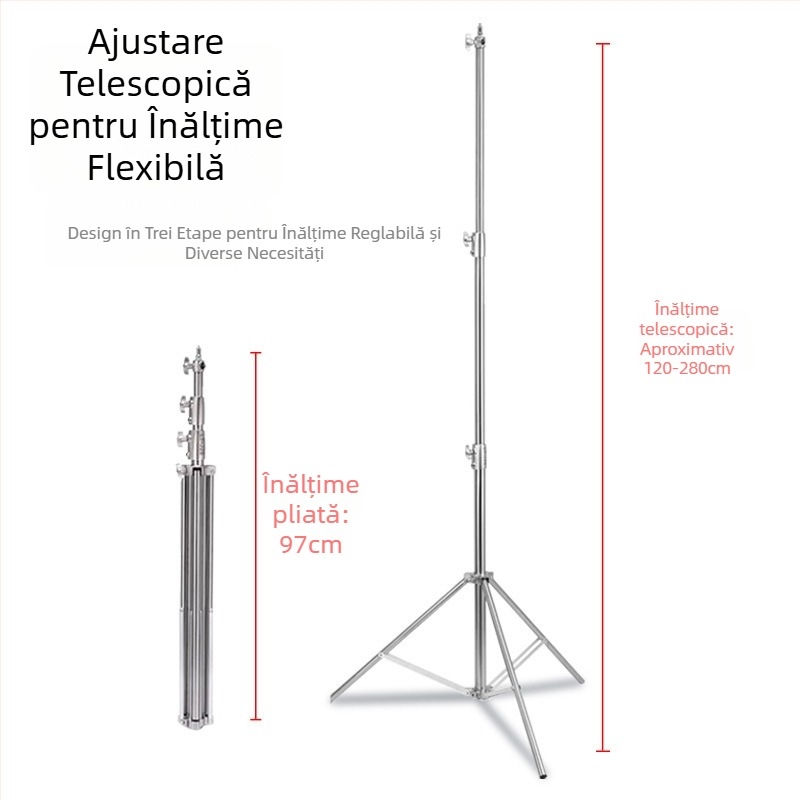 Morning sea suport pentru lumină cu suspensie cu aer, din oțel inoxidabil, 3 secțiuni, 3D gimbal, încărcare >20 kg, nivel profesionist
