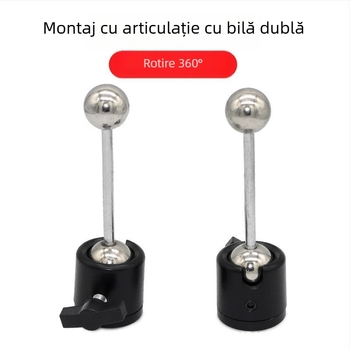 Tripod metalic pentru telefon cu cap dublu sferic, pan-tilt universal 360°, filet de 1/4", pentru streaming live