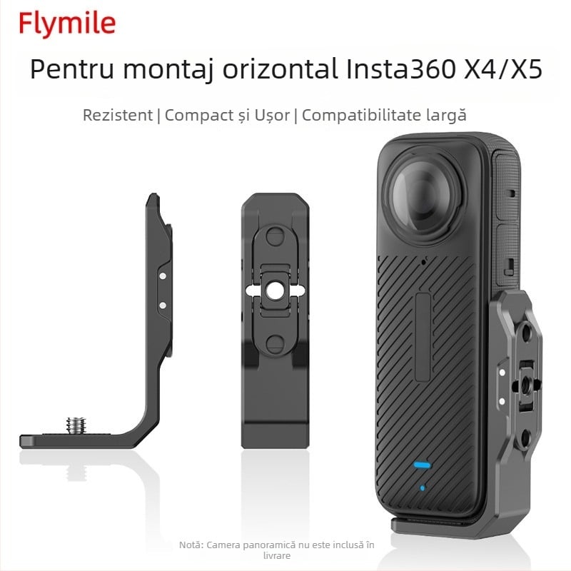 Flymile Ew10306 Accesorii Insta360 X5: Cleme Fixă și Suport Orizontal X4 pentru Filmare