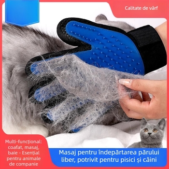 Mănușă de îngrijire pentru animale de companie – pisici și câini, elimină blana desprinsă și este potrivită pentru baie