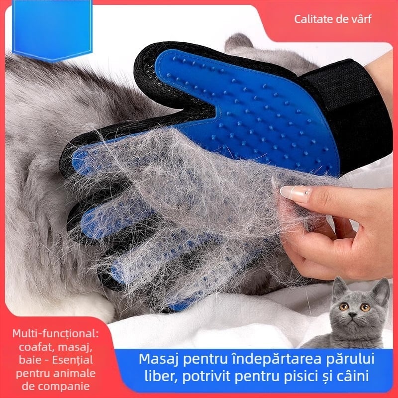 Mănușă de îngrijire pentru animale de companie – pisici și câini, elimină blana desprinsă și este potrivită pentru baie