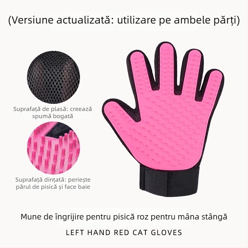 Mănușă de îngrijire pentru animale de companie – pisici și câini, elimină blana desprinsă și este potrivită pentru baie