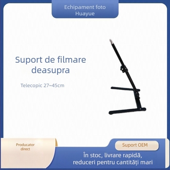 Stativ desktop pentru telefon pentru streaming live și fotografiere de sus a bijuteriilor, metal, încărcare 1 kg, înălțime 28–45 cm, tub 16–19 mm, 2 secțiuni