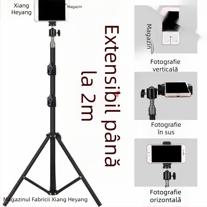 Suport pentru telefon - stativ Bluetooth multifuncțional pentru transmisiuni live, cu selfie stick, pentru birou, lângă pat sau podea