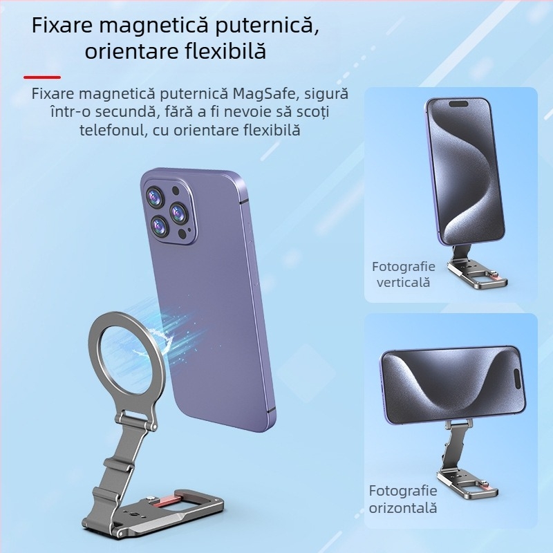 Stativ magnetic pentru fotografie și transmisiuni live — aliaj de aluminiu, universal, anti-tremur, suport de personalizare