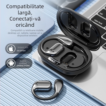 Căști Bluetooth cu cârlig pentru ureche, rezistente la apă, Bluetooth 5.4, rază de 10 m, baterie 4–8 h, stereo