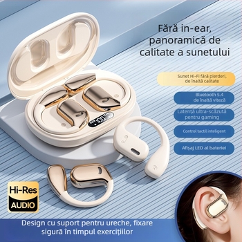 Căști Bluetooth cu cârlig pentru ureche, rezistente la apă, Bluetooth 5.4, rază de 10 m, baterie 4–8 h, stereo
