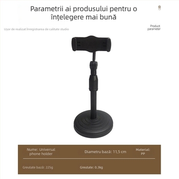 Suport de birou pentru telefon cu bază rotativă, ridicare reglabilă, corp din plastic, opțiune de personalizare