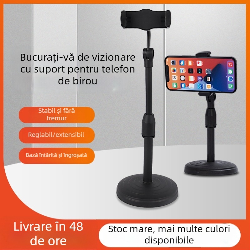 Suport de birou pentru telefon cu bază rotativă, ridicare reglabilă, corp din plastic, opțiune de personalizare