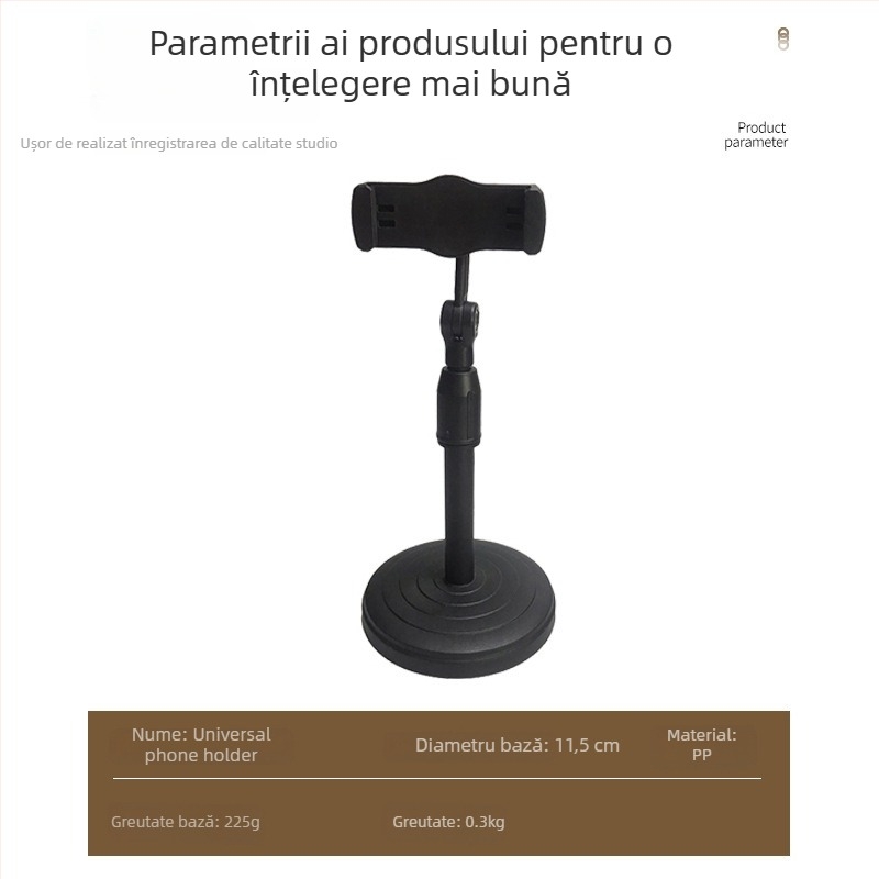 Suport de birou pentru telefon cu bază rotativă, ridicare reglabilă, corp din plastic, opțiune de personalizare