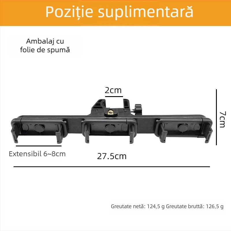 Set cap de trepied pentru telefonul mobil, cu montură reglabilă în trei poziții și clips supliment pentru cameră; plastic ABS; încărcare maximă 2–5 kg