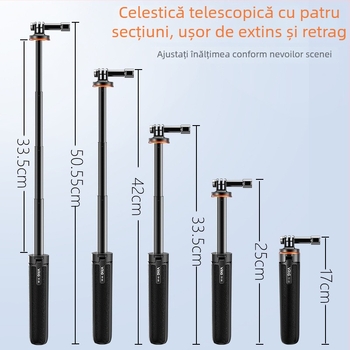 Trepied TP-08 pentru cameră de acțiune – aliaj de aluminiu, 4 secțiuni, capacitate de până la 2 kg, compatibil cu Shadow Stone 360 și GoPro