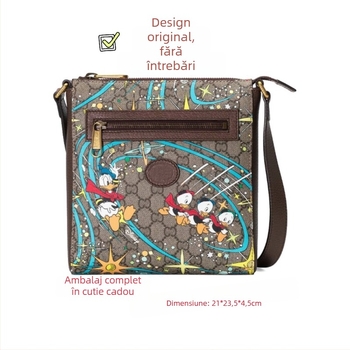 Geantă crossbody pentru bărbați din PVC, impermeabilă, extensibilă, reduce povara, model cu litere, căptușeală din pânză