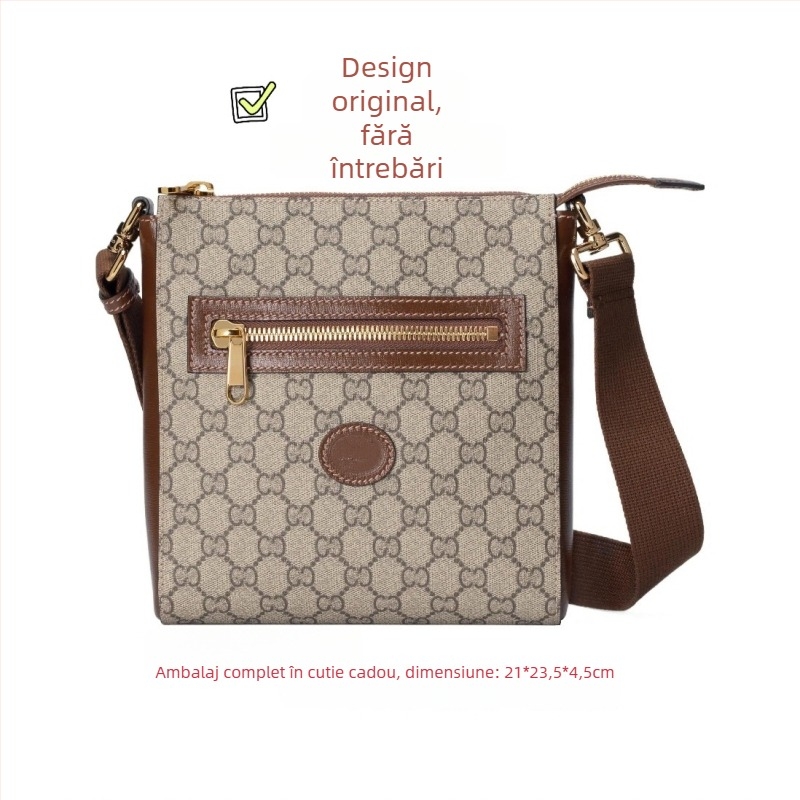 Geantă crossbody pentru bărbați din PVC, impermeabilă, extensibilă, reduce povara, model cu litere, căptușeală din pânză