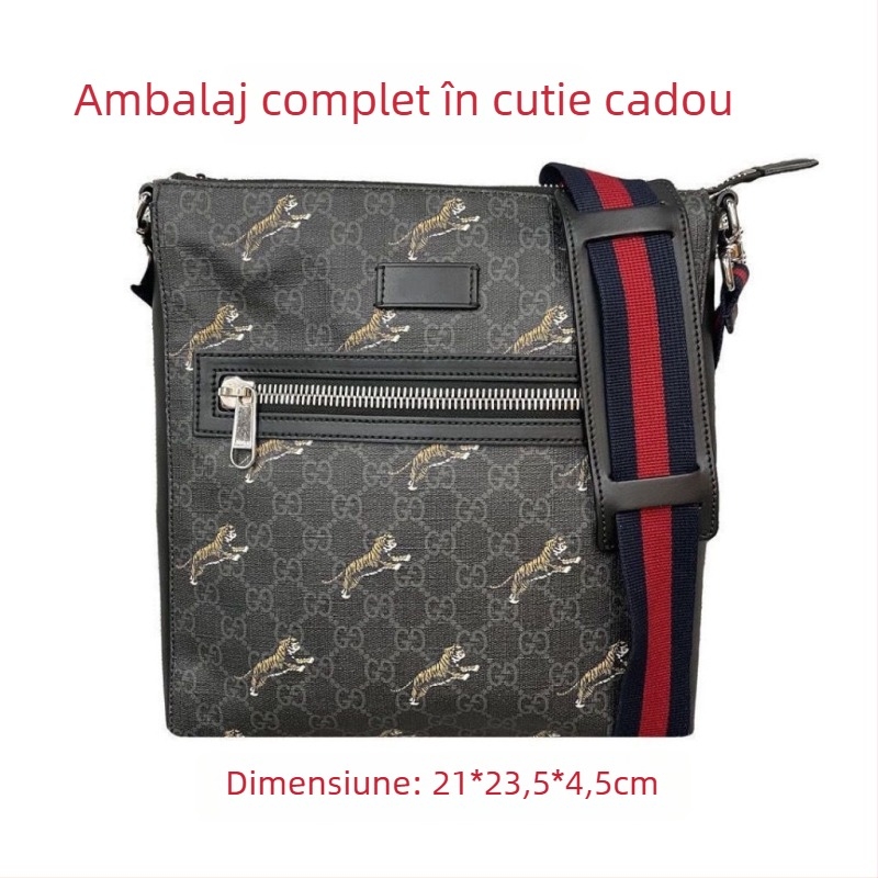 Geantă crossbody pentru bărbați din PVC, impermeabilă, extensibilă, reduce povara, model cu litere, căptușeală din pânză