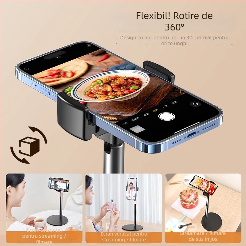 Suport de birou pentru telefon, telescopic, din aliaj de aluminiu + ABS, universal pentru telefoane mobile, personalizabil
