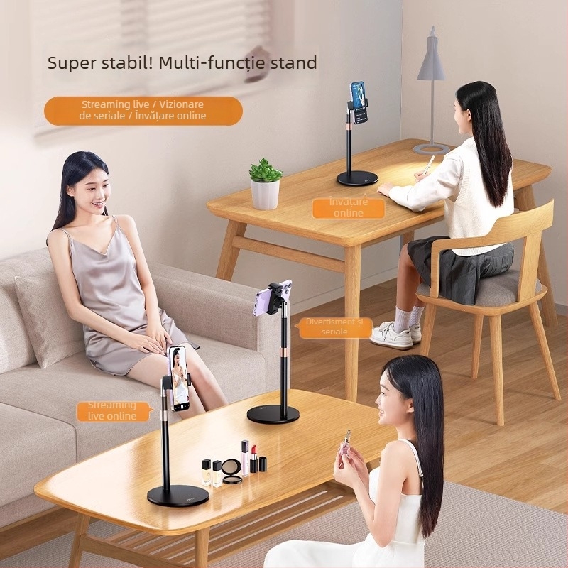 Suport de birou pentru telefon, telescopic, din aliaj de aluminiu + ABS, universal pentru telefoane mobile, personalizabil