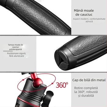Trepied pentru Insta360 GO3S/GO3 – selfie stick de mână cu 3 secțiuni, ABS/aluminiu, încărcare până la 2 kg, înregistrare stabilă