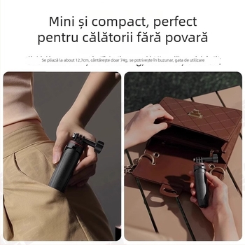 Trepied pentru Insta360 GO3S/GO3 – selfie stick de mână cu 3 secțiuni, ABS/aluminiu, încărcare până la 2 kg, înregistrare stabilă