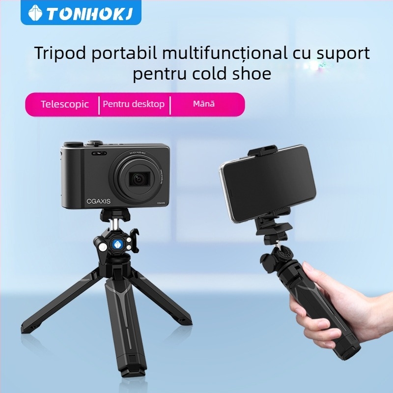 Trepied pentru vlog cu dual cold shoe mounts, extensie de birou portabilă pentru DSLR/mirrorless • Material: Nylon • Capacitate de încărcare: 3 kg • Categoria: Tripod/PTZ