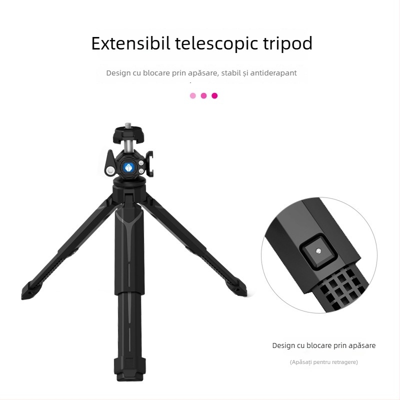 Trepied pentru vlog cu dual cold shoe mounts, extensie de birou portabilă pentru DSLR/mirrorless • Material: Nylon • Capacitate de încărcare: 3 kg • Categoria: Tripod/PTZ