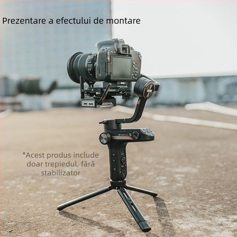 Tripod pentru cameră cu reglaj în patru etape, construcție din aliaj de aluminiu, capacitate de încărcare 6–10 kg, greutate 0,2 kg