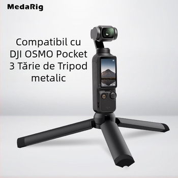 Medarig Trepied desktop mini Pocket3 din aluminiu pentru telefon mobil, 1 secțiune, încărcare 0-3 kg, greutate 124 g, MRT002 + MRP001