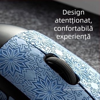 Sticker antiderapant pentru mouse GPW, acoperire completă cu model fulg de zăpadă, rezistent la uzură, absoarbe sudoarea, ultra-subțire