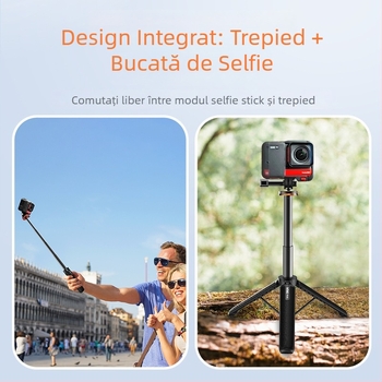 Tripod pentru selfie GoPro – ușor, aliaj de aluminiu + ABS, 4 secțiuni, 150 g