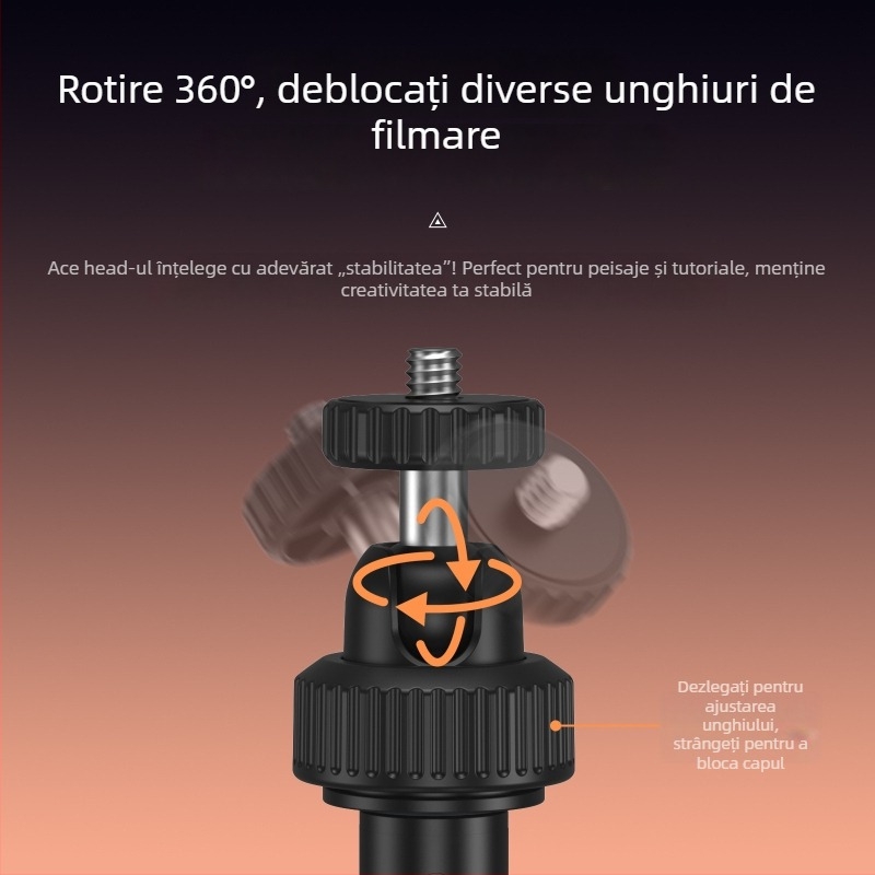 SELIFE Mini Trepied Selfie Stick pentru Insta360X5 / camere de acțiune DJI, 5 secțiuni, aliaj de aluminiu + plastic, încărcare 500 g, greutate 110 g