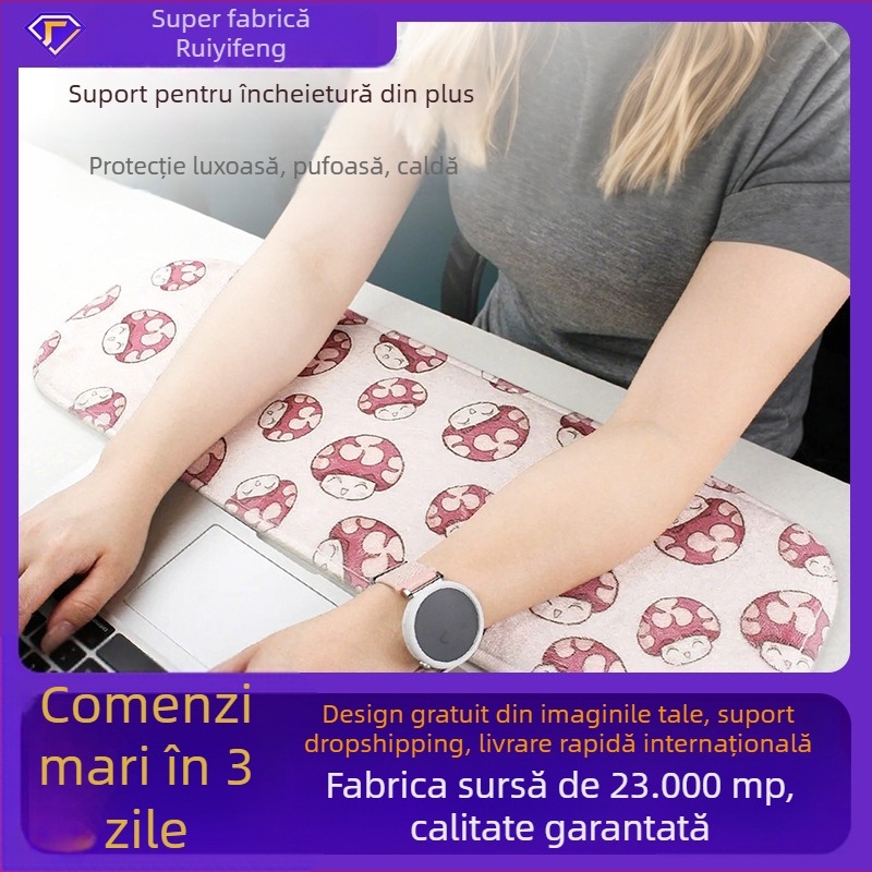 Pad de încheietură pentru tastatură și mouse, căptușit cu fleece, cauciuc natural, antiaderent, model T42
