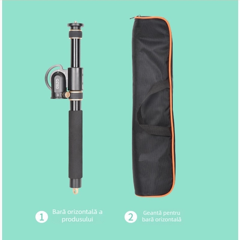 Light Age QZSD-YT03 trepied din aliaj de aluminiu cu tijă extensibilă pentru DSLR, filmare și fotografie pe telefon, 3 secțiuni, sarcină 2–5 kg