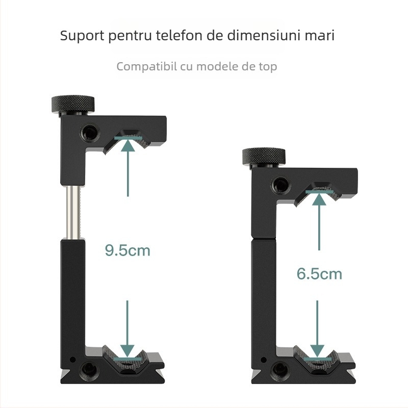 Suport metal pentru telefon cu trepied și cap Pan/Tilt, încărcare 50 kg, înălțime 9,5 cm, diametru țeavă 2