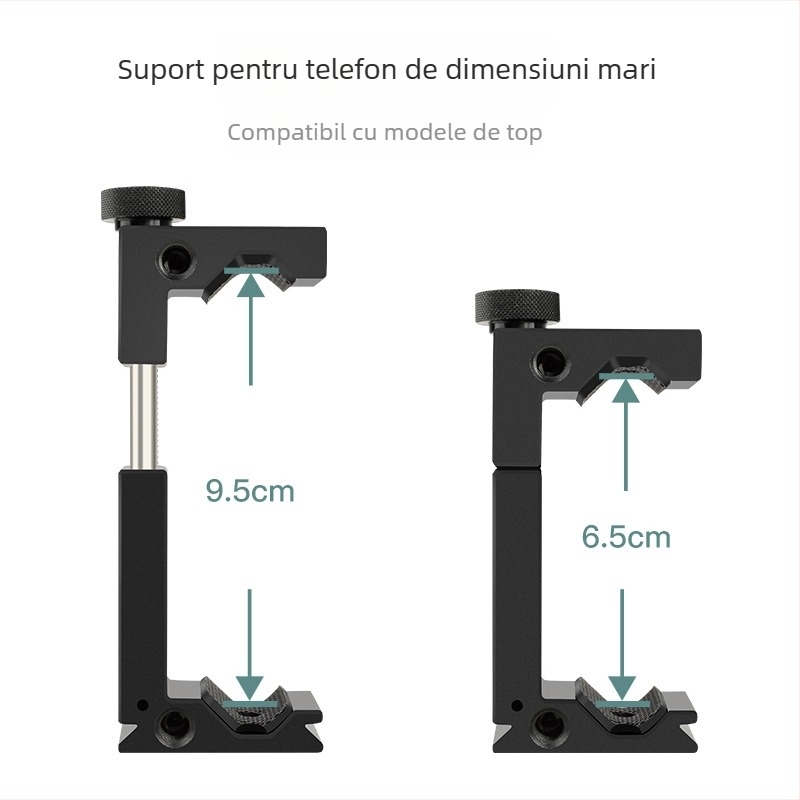 Suport metal pentru telefon cu trepied și cap Pan/Tilt, încărcare 50 kg, înălțime 9,5 cm, diametru țeavă 2