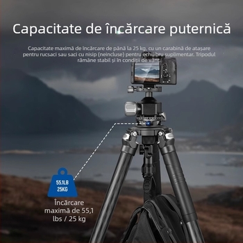 Cap Pan/Tilt pentru trepied – aliaj de aluminiu, 180° vertical, 90° orizontal, bază cu axă centrală