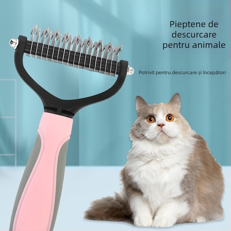 Pieptene de îngrijire pentru animale de companie pentru pisici și câini, din oțel inoxidabil, îndepărtare păr, instrument de curățare, Holy Pet