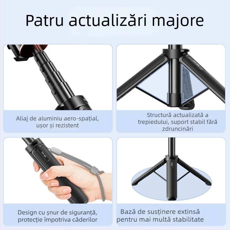 VRIG TP-06 Trepied din aluminiu cu cap sferic, patru secțiuni, extensibil, capacitate de încărcare până la 2 kg