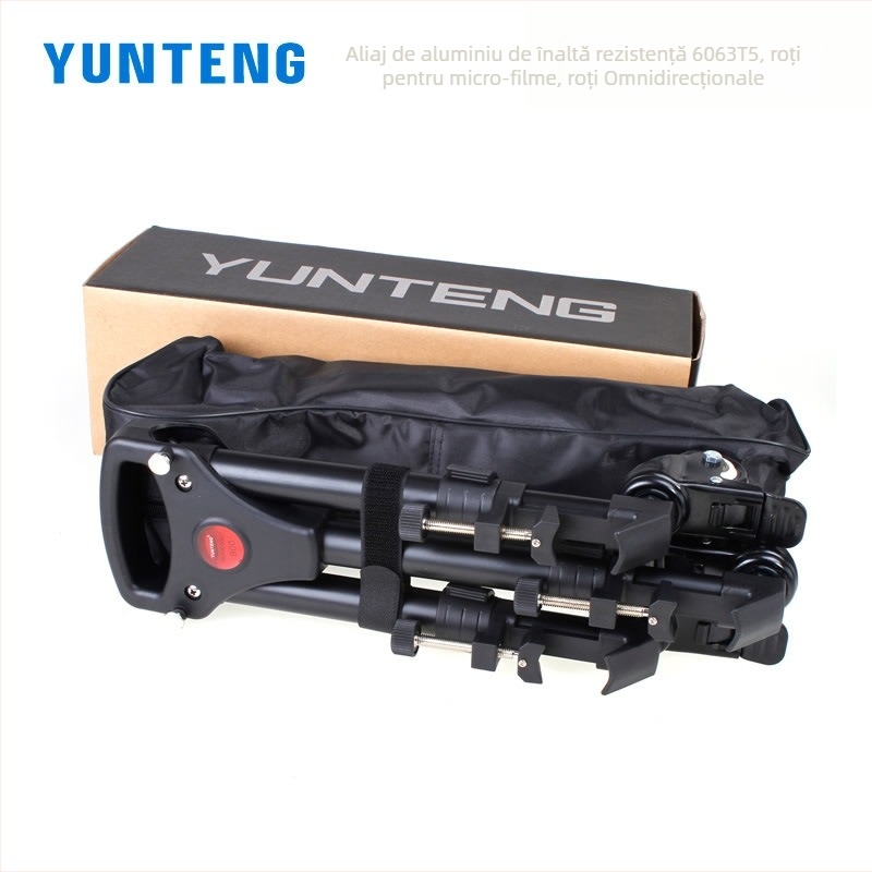 Yunteng YT-900 trepied DV cu bază cu role, aliaj de aluminiu, capacitate de încăncărcare 11–15 kg, greutate 1,6 kg