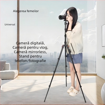 Trepied Yunteng 180 cu cap cu bilă, din aliaj de aluminiu, 4 secțiuni, încărcare 3 kg, compatibil cu Sony ZV-1 și ZV-E10