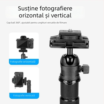 Trepied Yunteng 180 cu cap cu bilă, din aliaj de aluminiu, 4 secțiuni, încărcare 3 kg, compatibil cu Sony ZV-1 și ZV-E10
