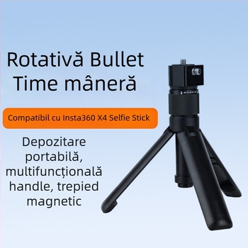 Selfie stick cu mâner rotativ, aliaj de aluminiu, pentru Insta360 X3/X4/X5 cameră de acțiune panoramică