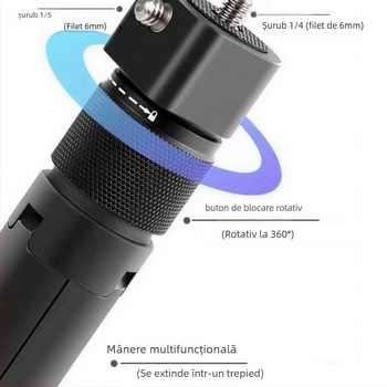 Selfie stick cu mâner rotativ, aliaj de aluminiu, pentru Insta360 X3/X4/X5 cameră de acțiune panoramică