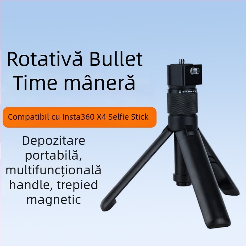 Selfie stick cu mâner rotativ, aliaj de aluminiu, pentru Insta360 X3/X4/X5 cameră de acțiune panoramică