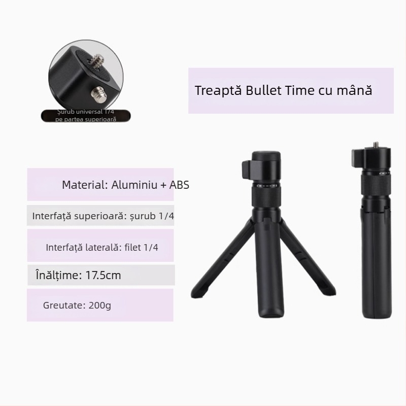 Selfie stick cu mâner rotativ, aliaj de aluminiu, pentru Insta360 X3/X4/X5 cameră de acțiune panoramică
