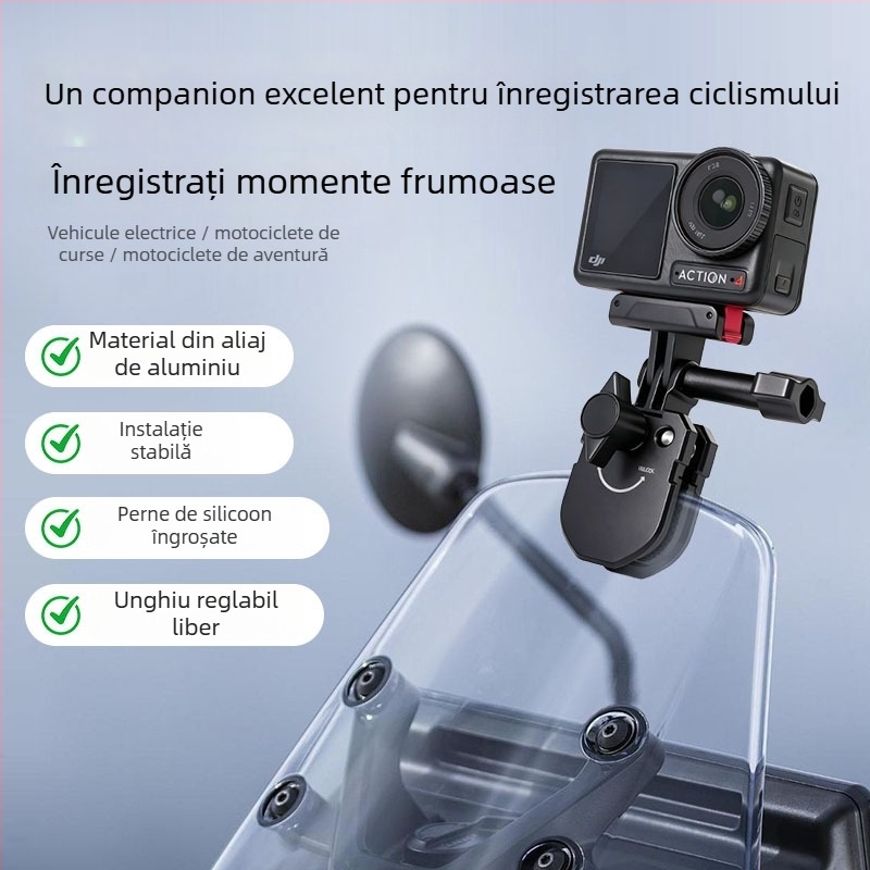 Clip pentru parbrizul motocicletei, aliaj de aluminiu, model A29s, pentru camere de acțiune universale