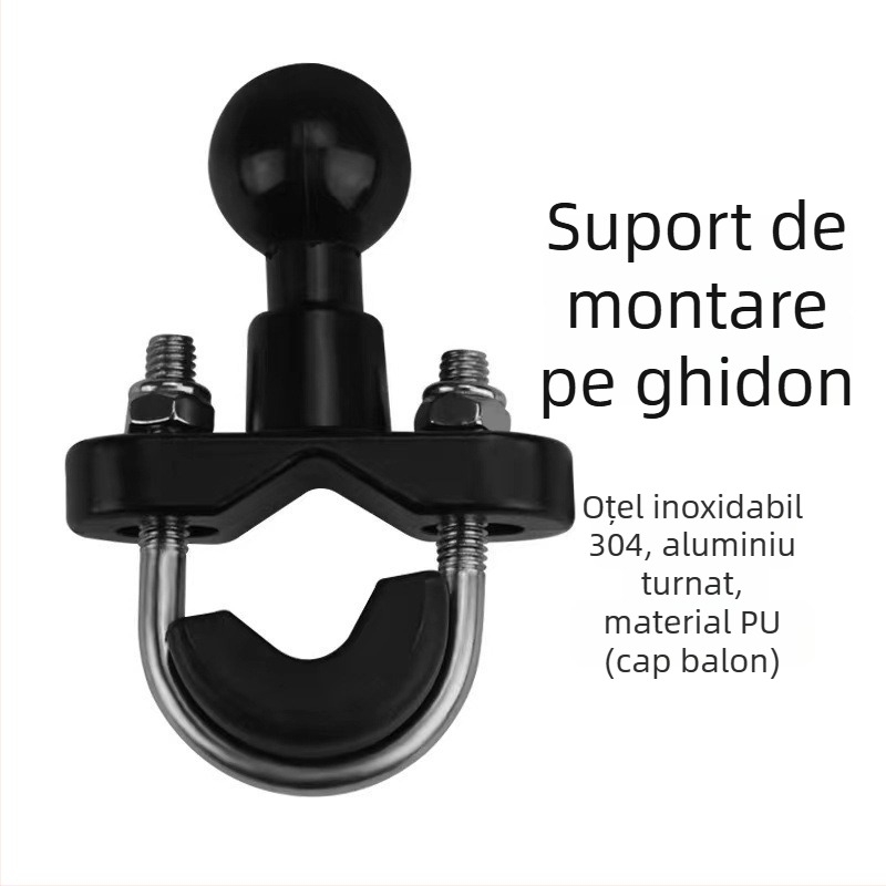 Suport pentru ghidon cu cap sferic pentru telefon mobil și cameră de acțiune – aliaj de aluminiu
