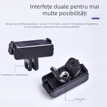 Bază magnetică cu eliberare rapidă, adaptor pliabil pentru DJI Osmo Action/Osmo360 — aliaj de aluminiu + PC, 0,018 kg