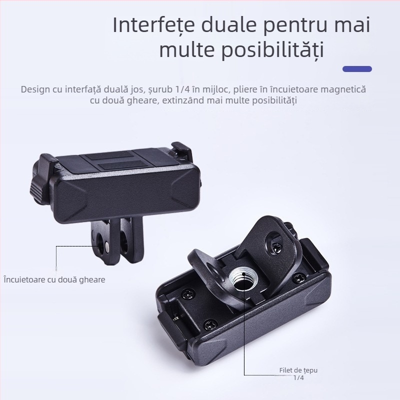 Bază magnetică cu eliberare rapidă, adaptor pliabil pentru DJI Osmo Action/Osmo360 — aliaj de aluminiu + PC, 0,018 kg